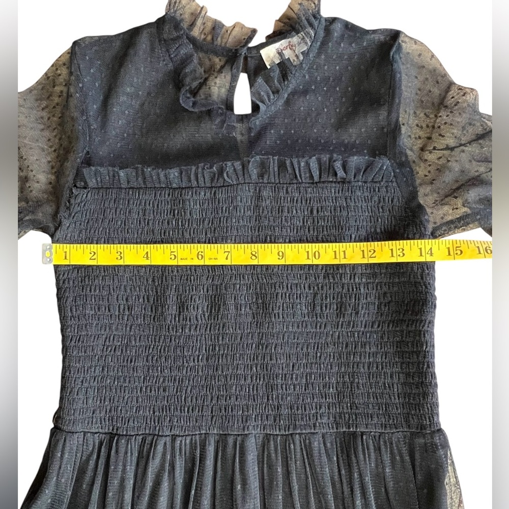 RENE DERHY Paris Goth Polka Dot Black Lace Layered Tulle Maxi Dress Sz S French - Picture 12 of 15